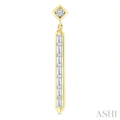 Vertical Bar Baguette Diamond Fashion Long Earrings