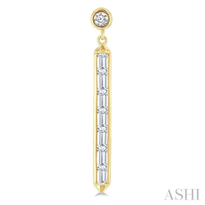 Vertical Bar Baguette Diamond Fashion Long Earrings