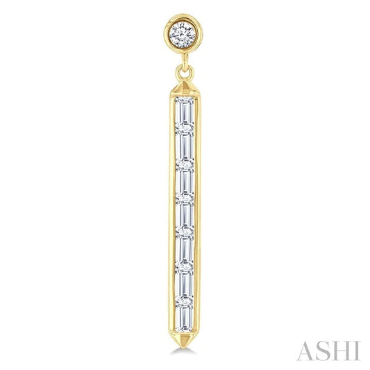 Vertical Bar Baguette Diamond Fashion Long Earrings