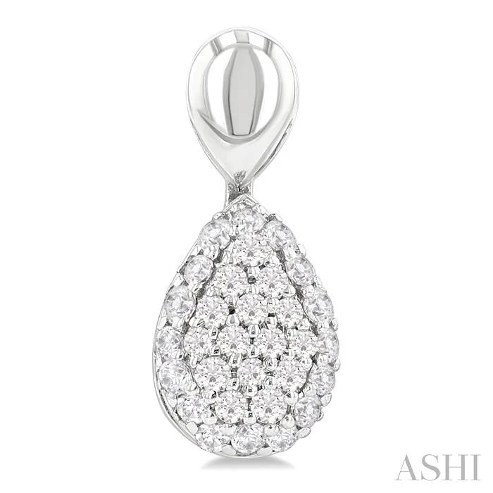 Pave-Set Pear Shape Diamond Fashion Earrings