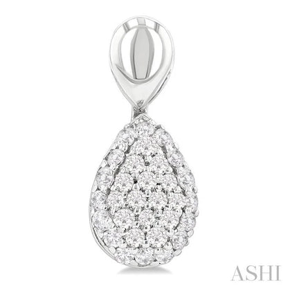 Pave-Set Pear Shape Diamond Fashion Earrings