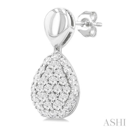 Pave-Set Pear Shape Diamond Fashion Earrings