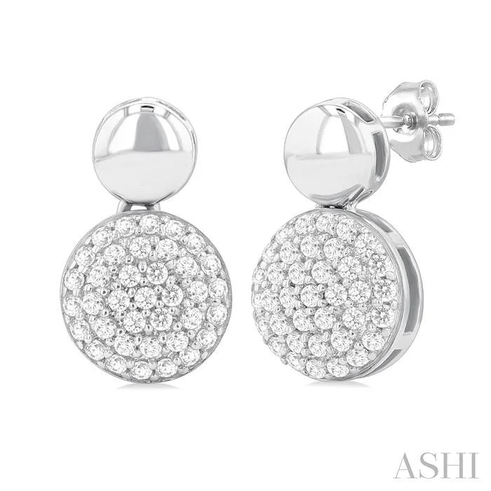 Pave-Set Round Shape Diamond Fashion Earrings