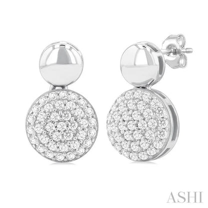 Pave-Set Round Shape Diamond Fashion Earrings