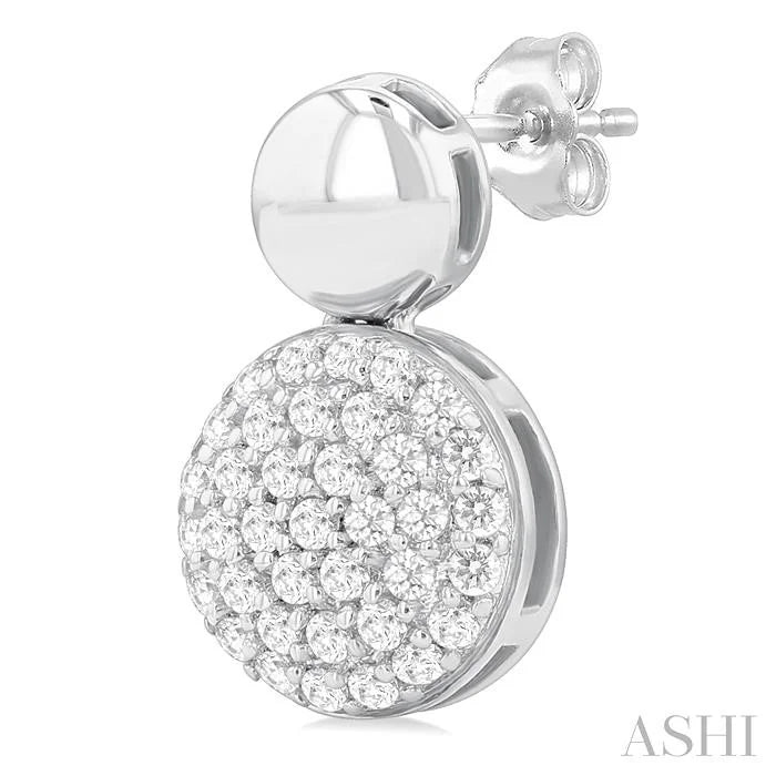 Pave-Set Round Shape Diamond Fashion Earrings