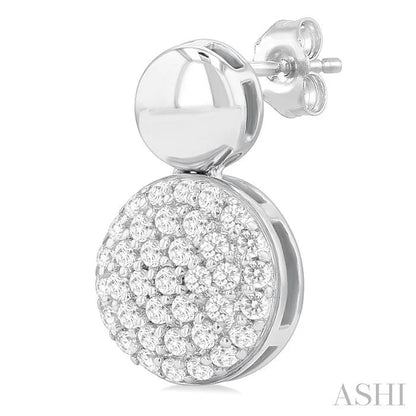 Pave-Set Round Shape Diamond Fashion Earrings