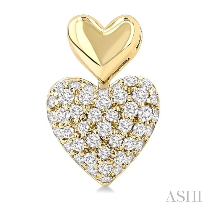 Pave-Set Heart Shape Diamond Fashion Earrings