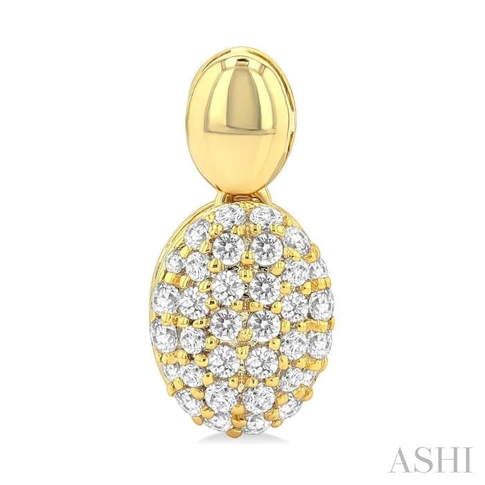 Pave-Set Oval Shape Diamond Fashion Earrings