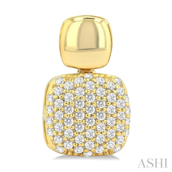 Pave-Set Cushion Shape Diamond Fashion Earrings
