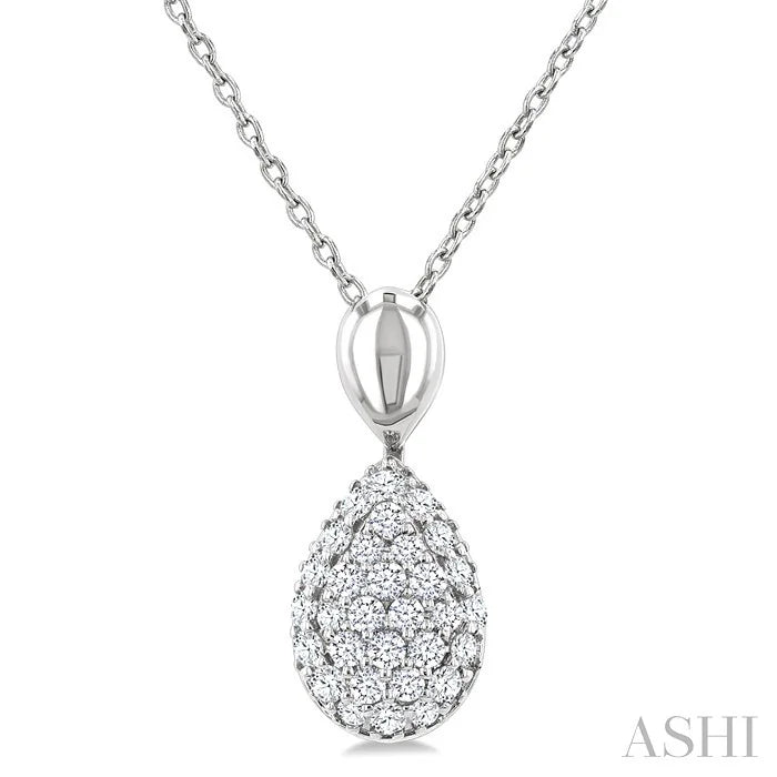 Pave-Set Pear Shape Diamond Fashion Pendant