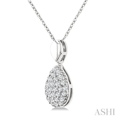Pave-Set Pear Shape Diamond Fashion Pendant