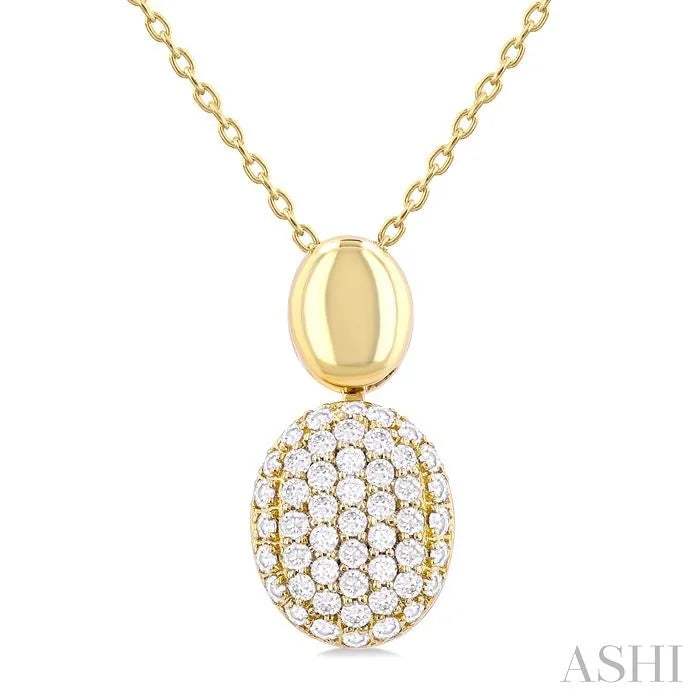 Pave-Set Oval Shape Pave Diamond Fashion Pendant