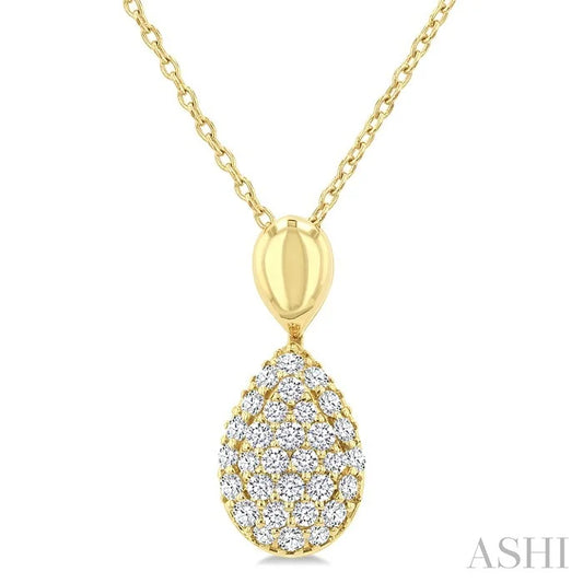 Pave-Set Pear Shape Diamond Fashion Pendant