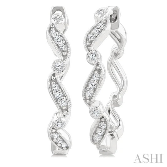 Wave Diamond Fashion Hoop Earrings