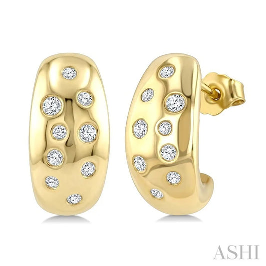 Mosaic Diamond Dome Half Hoop Earrings