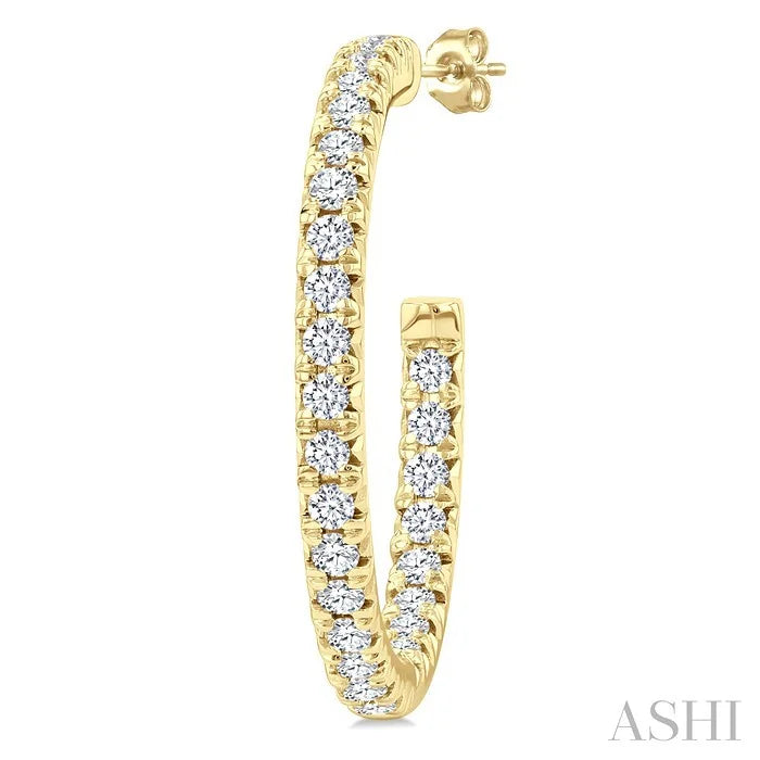 Pave Set Inside-Out Diamond Half Hoop Earrings