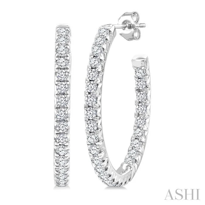 Pave Set Inside-Out Diamond Half Hoop Earrings