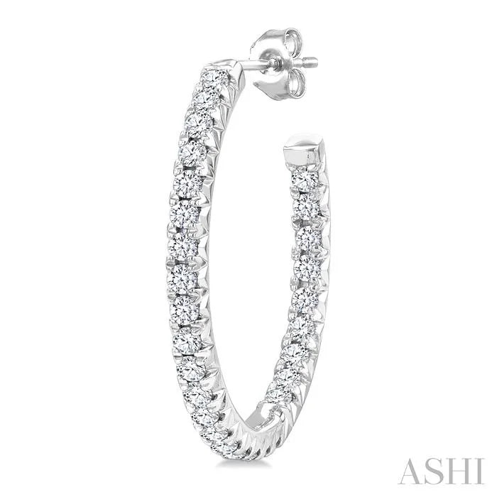 Pave Set Inside-Out Diamond Half Hoop Earrings