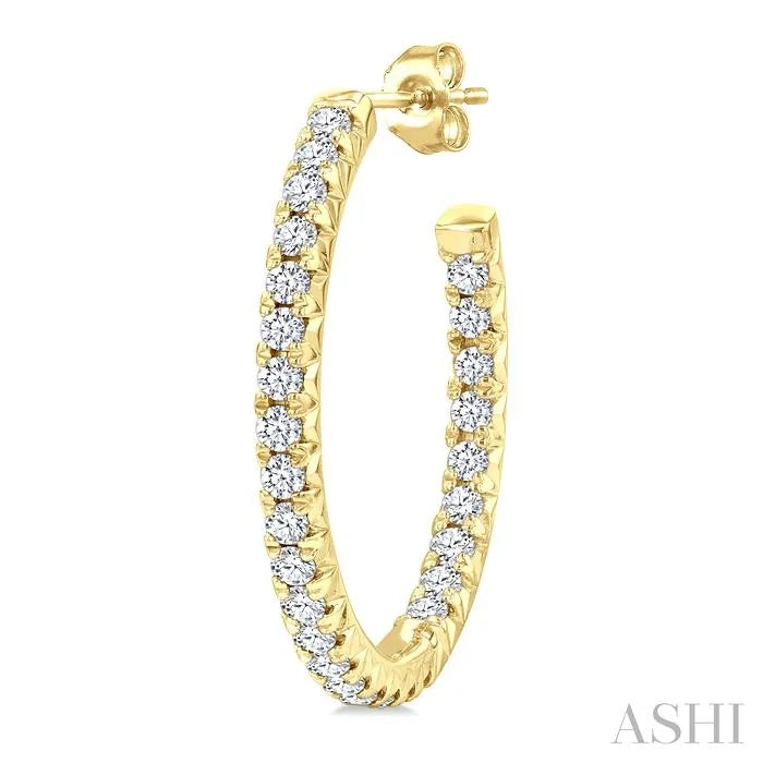 Pave Set Inside-Out Diamond Half Hoop Earrings