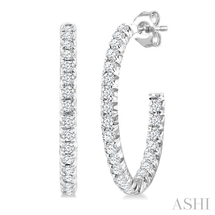 Pave Set Inside-Out Diamond Half Hoop Earrings