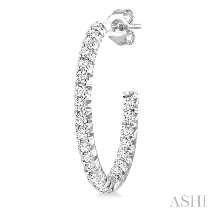Pave Set Inside-Out Diamond Half Hoop Earrings