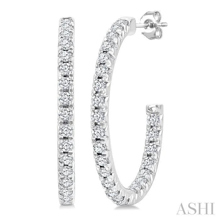 Pave Set Inside-Out Diamond Half Hoop Earrings