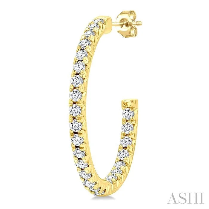 Pave Set Inside-Out Diamond Half Hoop Earrings
