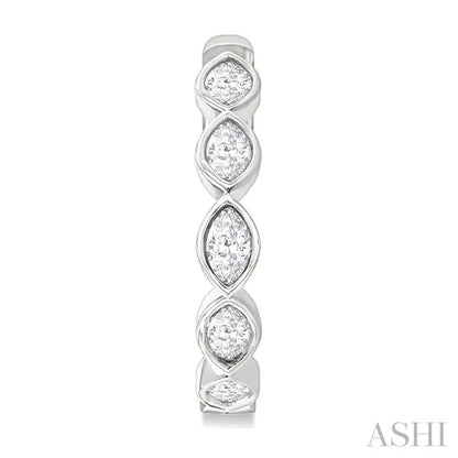 Marquise Shape Bezel Set Diamond Fashion Hoop Earrings
