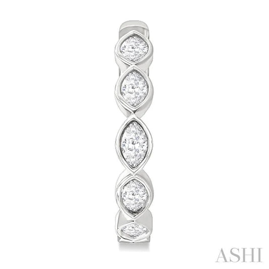 Marquise Shape Bezel Set Diamond Fashion Hoop Earrings