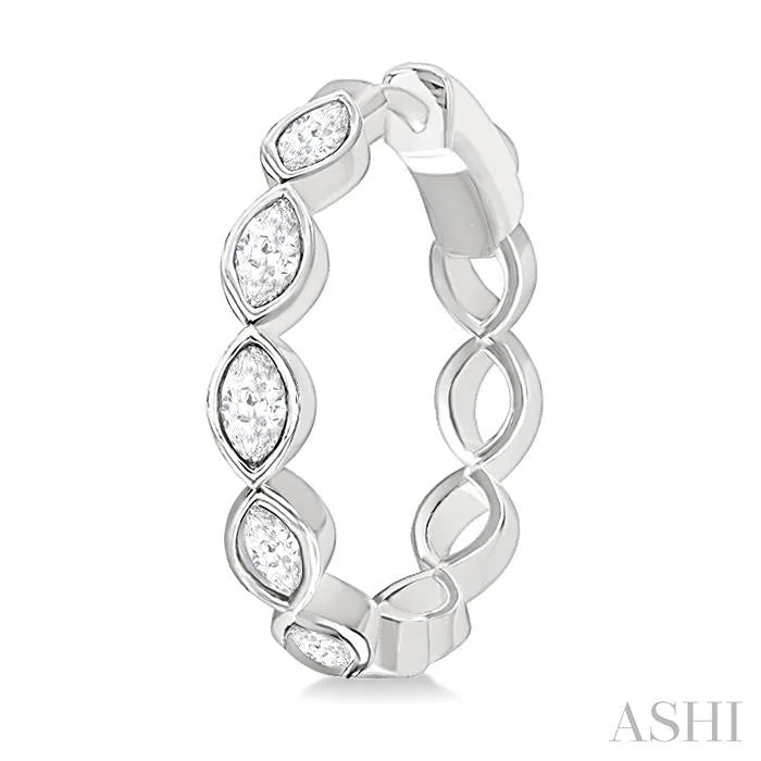 Marquise Shape Bezel Set Diamond Fashion Hoop Earrings