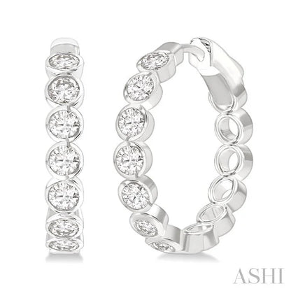 Round Shape Bezel Set Diamond Fashion Hoop Earrings