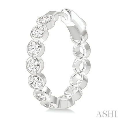Round Shape Bezel Set Diamond Fashion Hoop Earrings