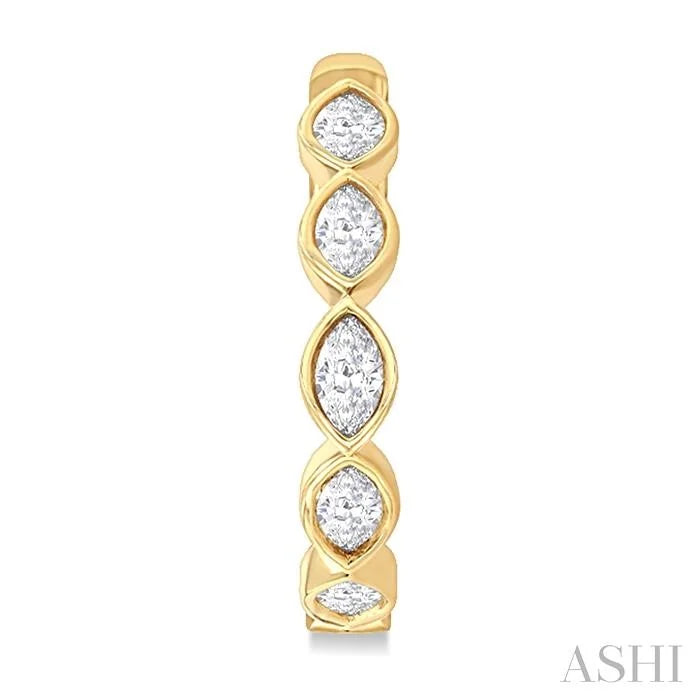 Marquise Shape Bezel Set Diamond Fashion Hoop Earrings