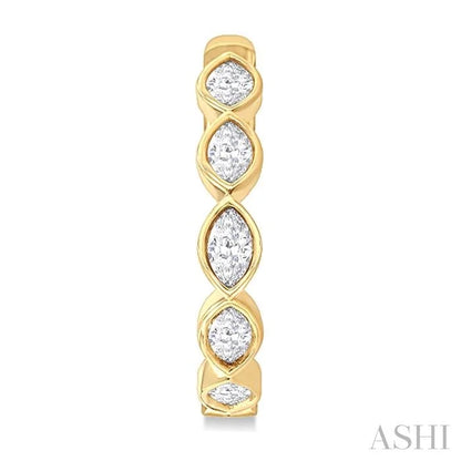 Marquise Shape Bezel Set Diamond Fashion Hoop Earrings