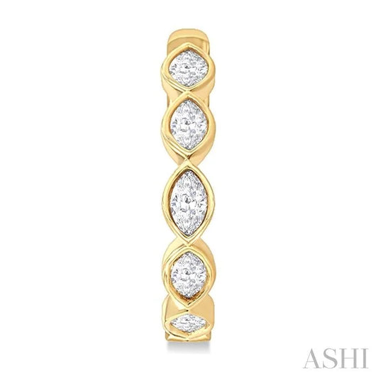 Marquise Shape Bezel Set Diamond Fashion Hoop Earrings