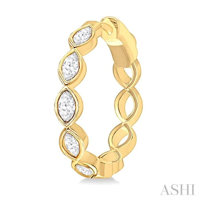 Marquise Shape Bezel Set Diamond Fashion Hoop Earrings