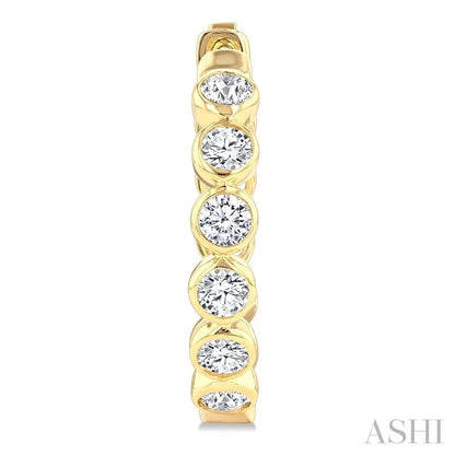 Round Shape Bezel Set Diamond Fashion Hoop Earrings
