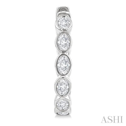 Oval Shape Bezel Set Diamond Fashion Hoop Earrings