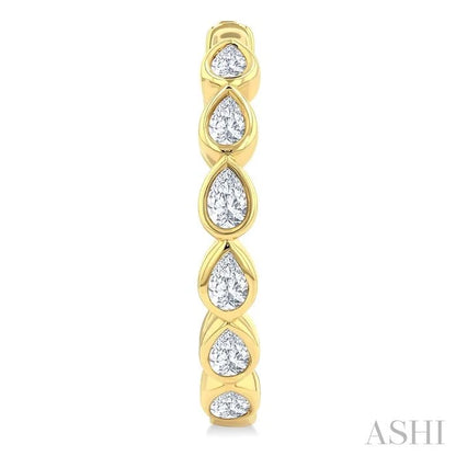 Pear Shape Bezel Set Diamond Fashion Hoop Earrings