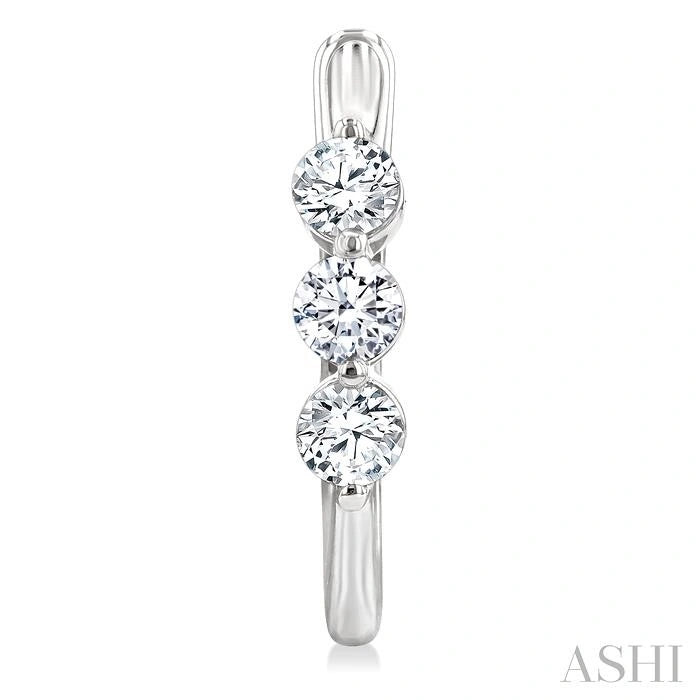 3 Stone Diamond Hoop Earrings