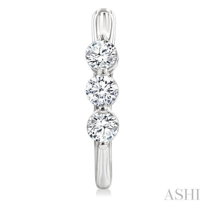 3 Stone Diamond Hoop Earrings