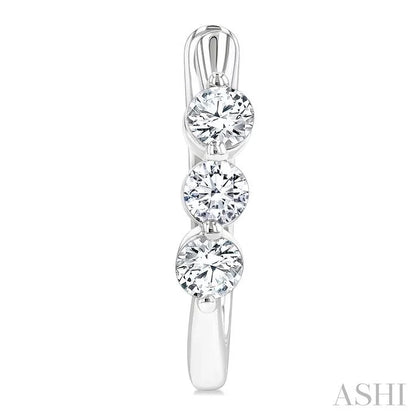3 Stone Diamond Hoop Earrings