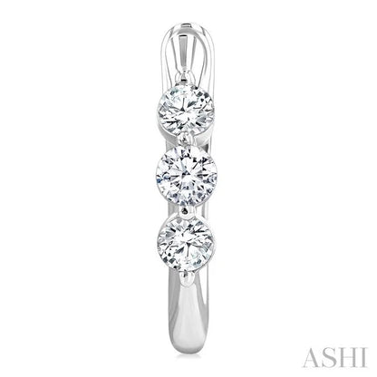 3 Stone Diamond Hoop Earrings
