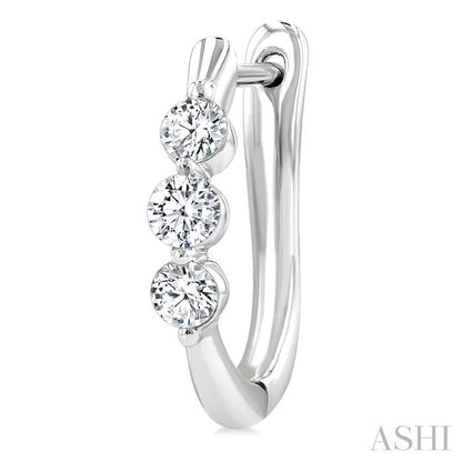3 Stone Diamond Hoop Earrings