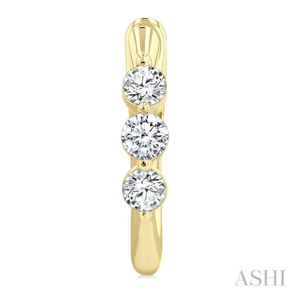 3 Stone Diamond Hoop Earrings