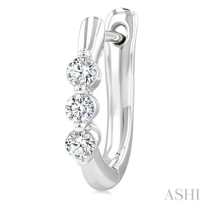 3 Stone Diamond Hoop Earrings