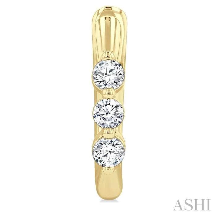 3 Stone Diamond Hoop Earrings