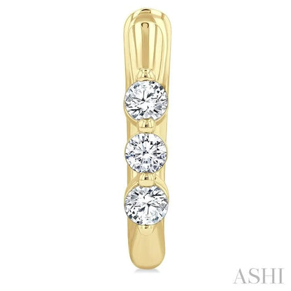 3 Stone Diamond Hoop Earrings