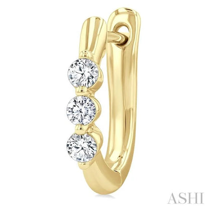 3 Stone Diamond Hoop Earrings
