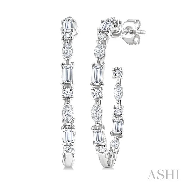 Mixed Shape Diamond Fashion Hoop Earrings